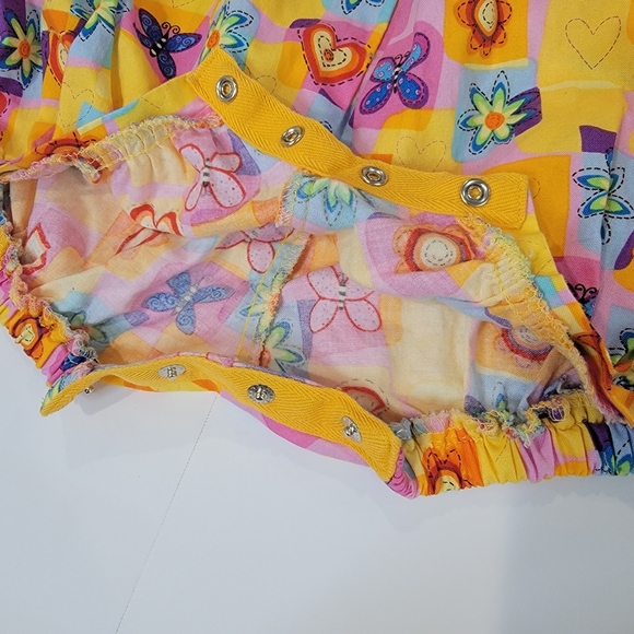Smocked Bubble Chicken Noodle San Francisco Romper Multi Color Size 9M Flowers - Picture 4 of 12